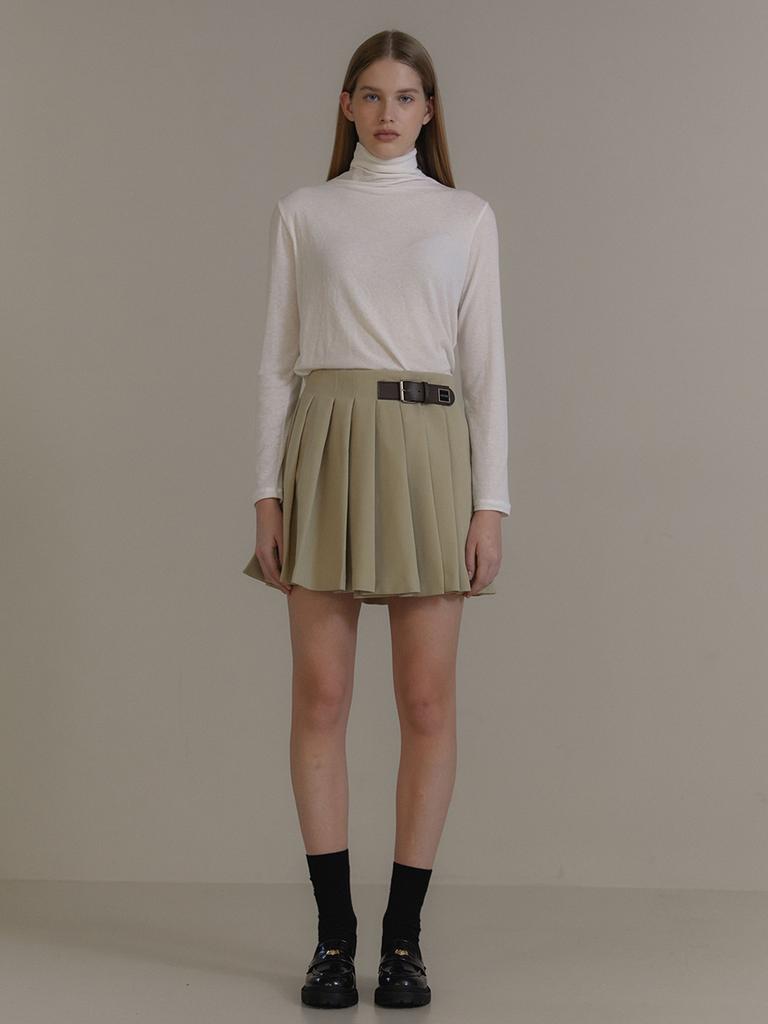 ANOETIC Anc Buckle Pleats Wrap Skirt_Beige