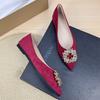 Fashion Flat Shoes for Women 2025 Spring and Autumn New Suede Diamond Pointed Casual Plus Size Women's Shoes 43 44 Ladies Loafers Women