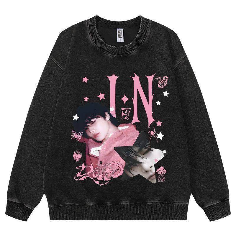 Adult Women Men Fashion Casual Korean POP Stars Dominate Pink Lee Know Felix Print Long Sleeves Sweatshirt