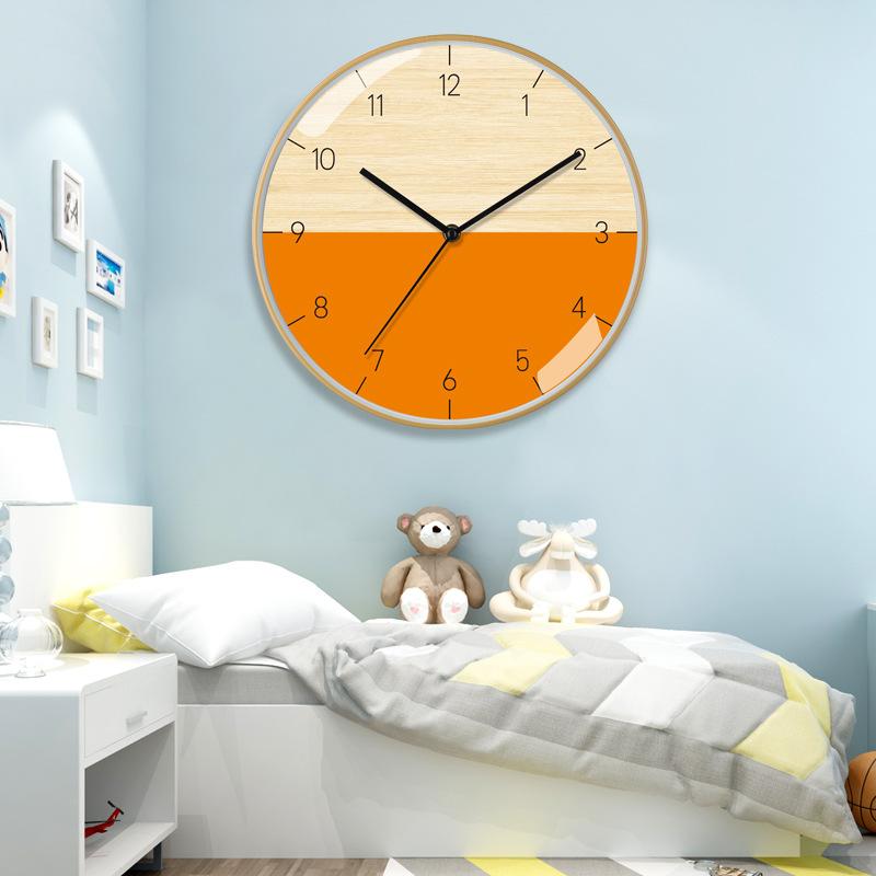 12 Inch 30cm New Chinese Style Imitation Wood Grain Bamboo Pattern Brushed Silent Clock Fashionable Living Room Personalized Creative Wall Clock