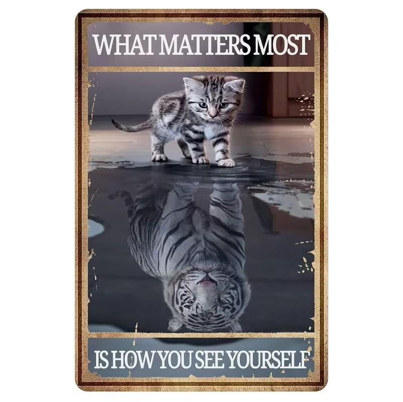 Cartello in metallo retrò con gatto, per caffè, cartelli da cucina vintage, decorazioni da parete, perché l'omicidio è sbagliato, cartelli divertenti, decorazioni per bar, poster artistici