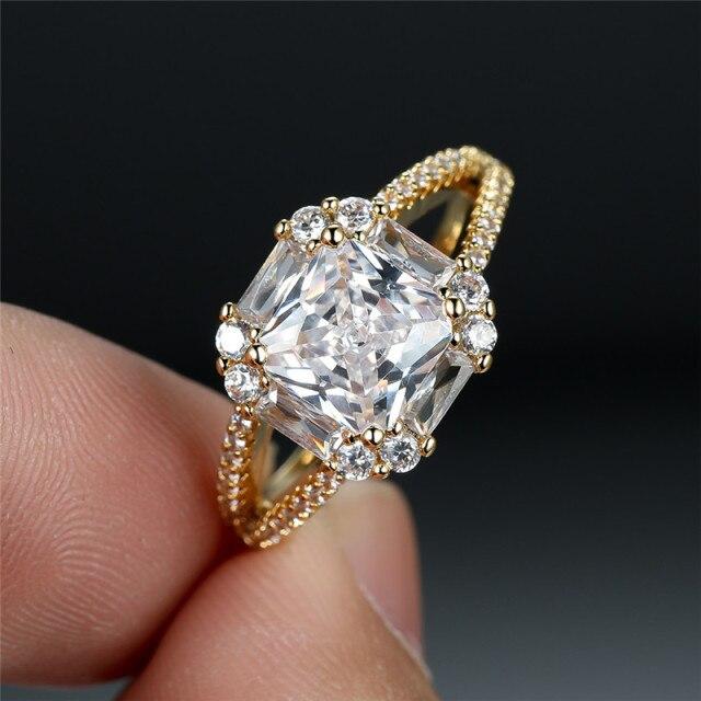 Witte zirkoon vierkante steen verlovingsring Boho goud zilver kleur trouwring mode kristal opening verstelbare ringen voor vrouwen