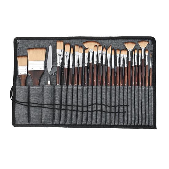 

26Pcs Nylon Paint Brush Set Watercolor Acrylic Paint Brushes with Flat Round Fan Shapes Portable Paintbrush Kit for Students Artists Oil Painting Sets