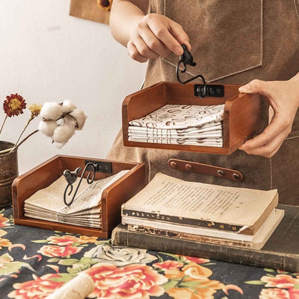 Wooden Tissue Box Bird-themed Napkin Holder Creative Desktop Napkin Box  Living Room