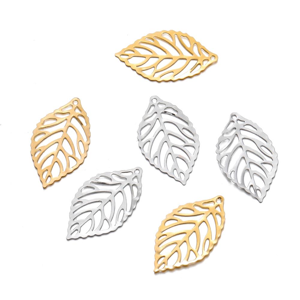 50Pcs/Lot Hollow Tree Leaves Charms Pendants for DIY Earrings Necklace Bracelet Jewelry Making Findings Accessories Supplies