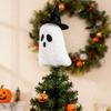 White Specter Pumpkin Shape Tree Toppers Metal Frame Secure Holiday Decoration For Christmas Fireplaces Desktop