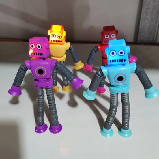 Stretch Tube Toy with Suction Cups Flexible Colorful Robot Pipe Creative Stress Relief Fidget Telescopic Fidget Pipe Stimulating Sensory