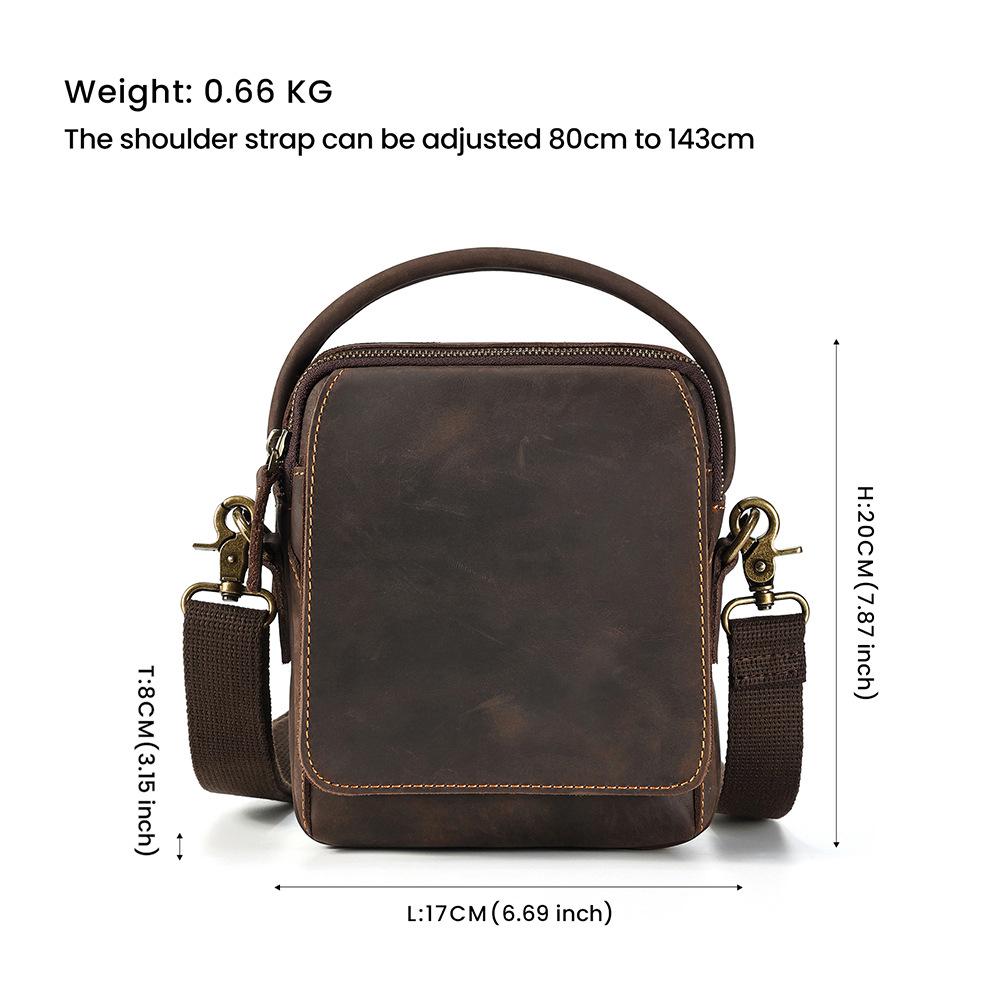 Dujiang Men's Genuine Leather Retro Crossbody Bag - Large Capacity Casual Shoulder Bag