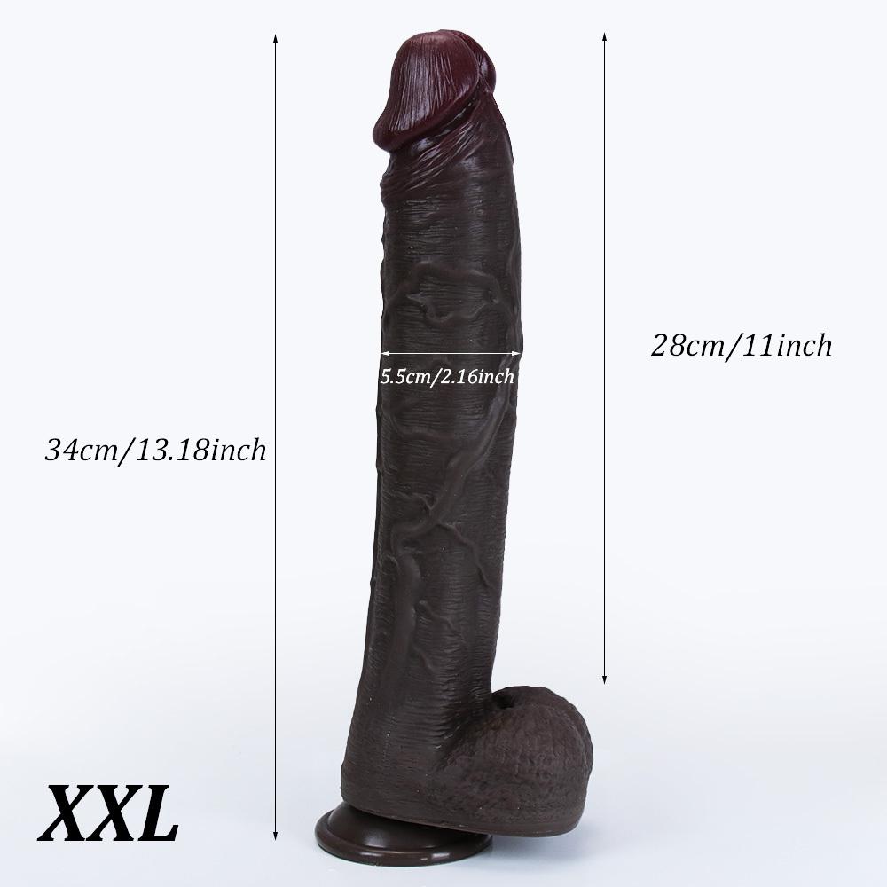 13.18 Inch Realistic Liquid Silicone Dildo with Strong Suction Cup, Soft Flexible Body-Safe Silicone, Waterproof, Discreet Packaging