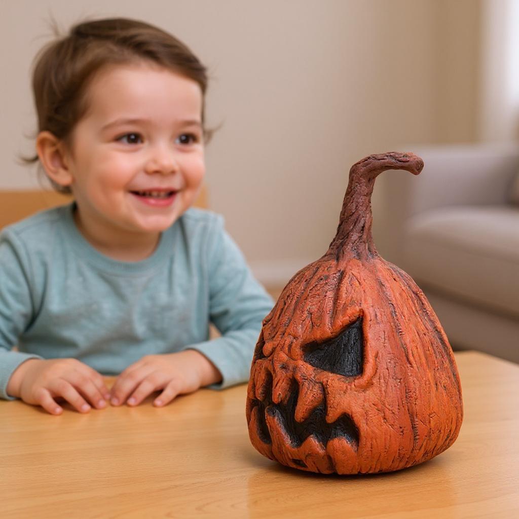 Halloween Pumpkin Latex Material Non-deformation Luminous Sounding Pumpkin Ornaments Latex Horror Pumpkin Head (need To Bring 3 AA Batteries)