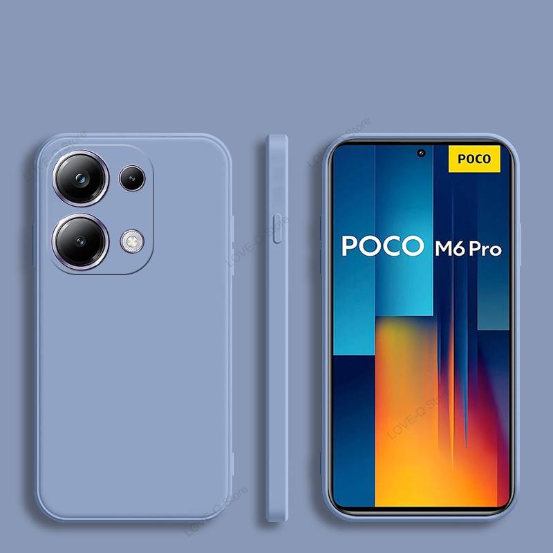 

Для Poco M6 M6Pro PocoM6 Pro Чехол Роскошный жидкий силиконовый чехол для Xiaomi Poco M6 M 6 M6Pro PocoM6 Pro 4G Мягкие чехлы для телефонов Poco M6 Pro 4G серый