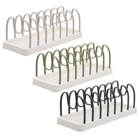 Countertop Dish Rack Pot Lids Rack Pan Lids Organizer with Adjustable Compartments for Bakeware And Dinner Plates Cabinet Kitchen Counter