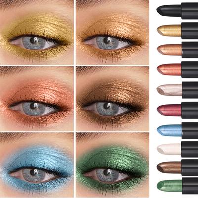Metallic Double-headed Eyeshadow Stick Shimmer Glitter Eye Shadow High Pigmented Monochrome Creamy Eyeshadow Pen Women Cosmetics