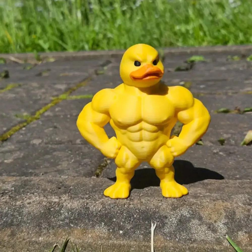 Muscular Duck Statue - Funny Gym Decor, Desk Decoration for Home, Office, or Gifts, Durable Plastic Construction