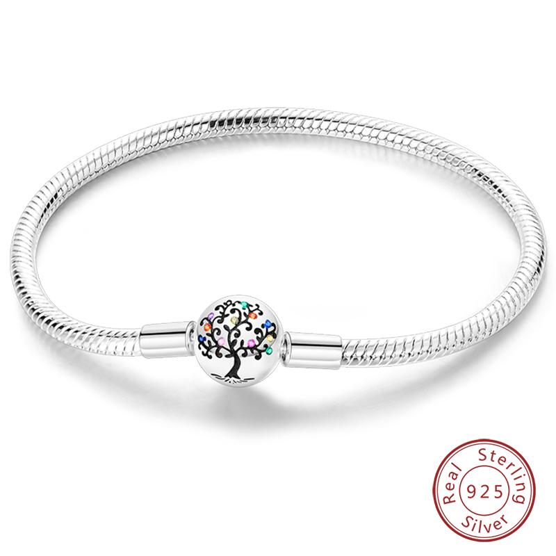 925 Silver Pumpkin Cart Tree of Life Heart Shaped Magic Eye Bracelets Fit DIY Charms Birthday Jewelry Gifts