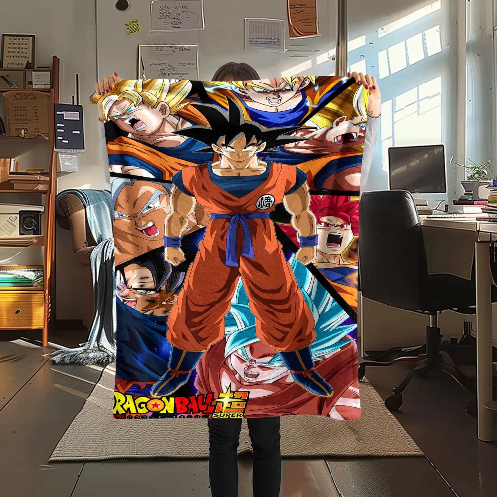 Dragon Ball Charaktere Druck Flanelldecke, Hohe Qualität, Bequem für Alle Jahreszeiten, Heimdekoration, Wärme und Komfort, Perfekt für Weihnachtsgeschenke