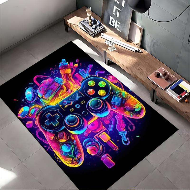 Colorful Neon Gaming Controller Carpet for Living Room Decor Suitable for use as an anti-slip for living room bedroom sofas