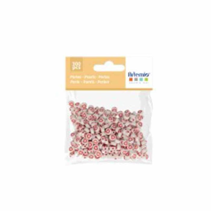 Acrylic Beads - Heart - Red and White - 7 Mm - 300 Pcs