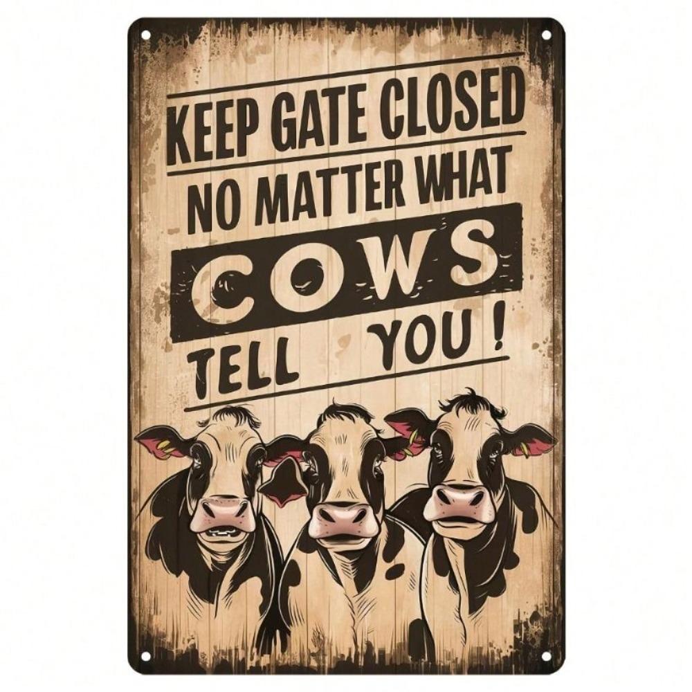 Metal Cow Sign Farmhouse Wall Decor Funny Barn Poster Vintage Tin Plate for Gate