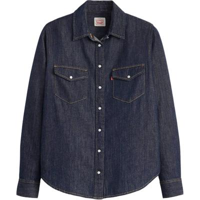 Levis Linen And Denim Series Simple Comfortable Versatile Casual Denim Long Sleeve Shirt Women Shirts Dark-Blue 16786-0101