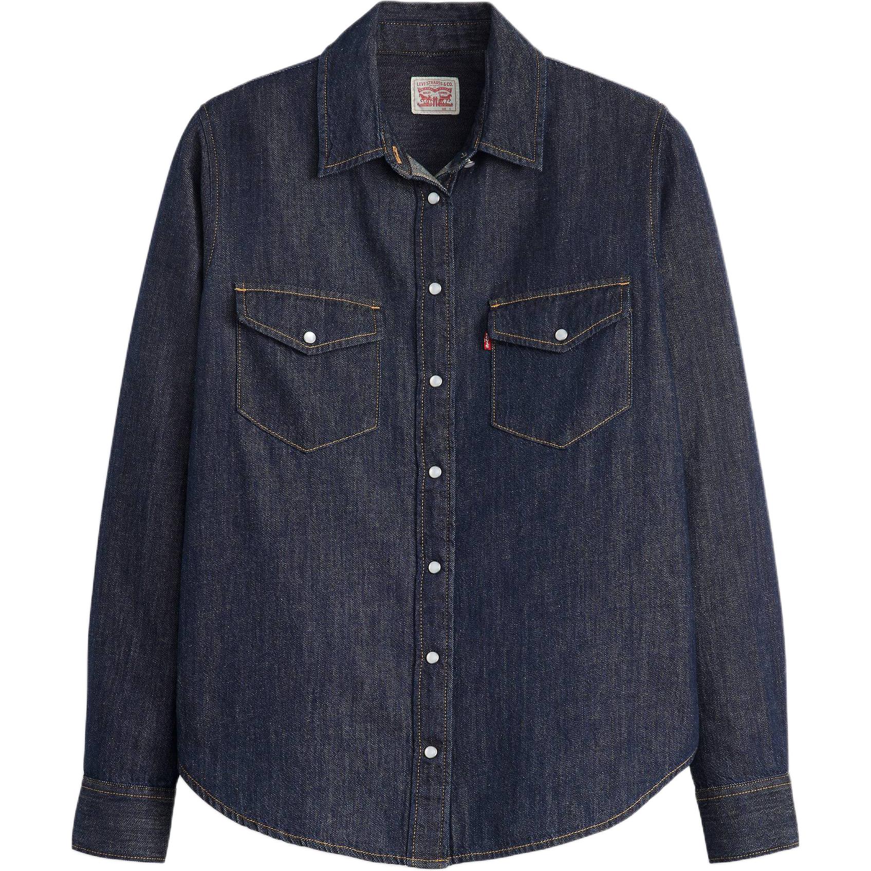 

Серия Levis Лен и Деним Простая Удобная Универсальная Повседневная Джинсовая Рубашка с Длинным Рукавом Женские рубашки Темно-синяя 16786-0101 XS