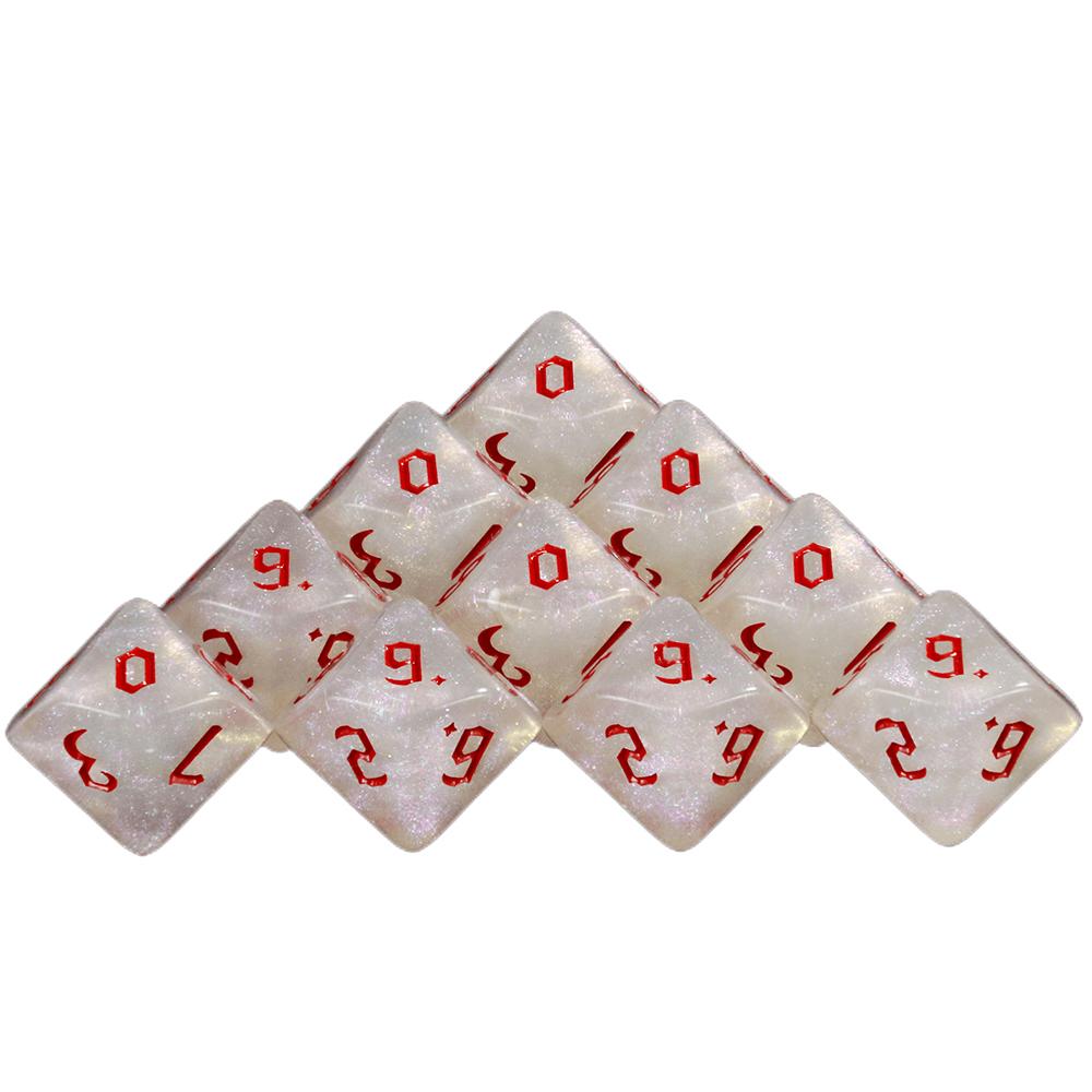 

RPG Многогранные игральные кости 10 шт. Блеск 10(0-9) Набор игральных костей для ролевых настольных игр Товары для вечеринок