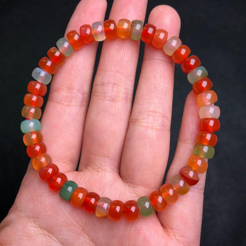 Colorful Red Agate Spacer Beads Bracelet: Single Strand DIY Cultural Accessories.