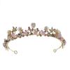 Gold Color Crystal Flower Crown Tiara Headband For Women Rhinestone Prom Diadem Bridal Wedding Hair Accessories Jewelry Crown