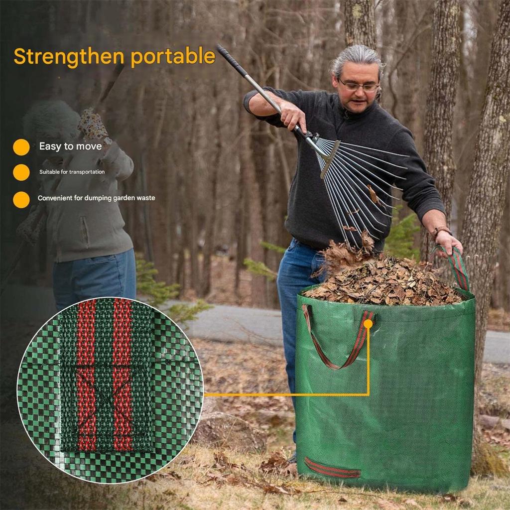 Large Capacity Gardening Fallen Leaves Collection Bag Foldable Plant Garbage Bag PP Waterproof Woven Waste Collection Bag