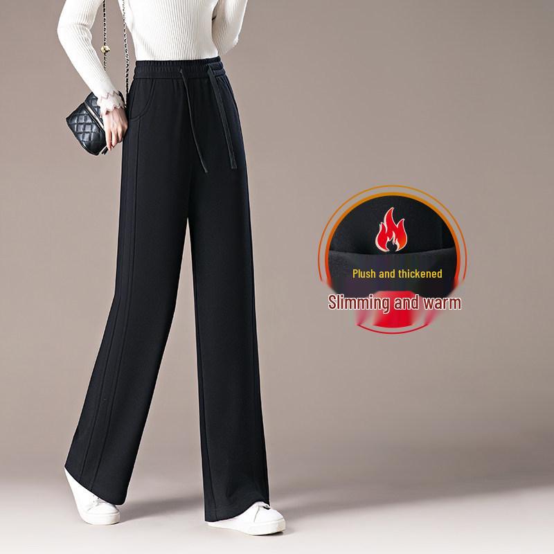 

Women s Stylish Fleece-Lined Elastic Waist Pants - Slimming, Versatile, Straight or Wide Leg Options for Early Spring 2026 L / Size 28 [105-115 lbs]