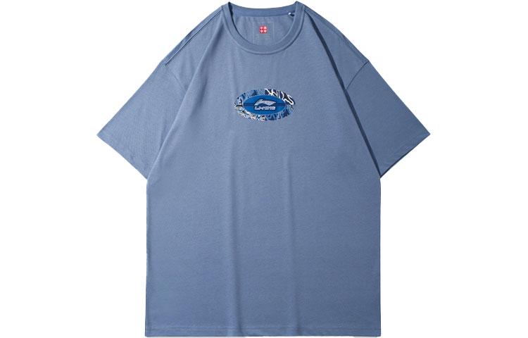 Li Ning T Shirts Men s Hometown Blue Crew Neck Moderate Straight Fit AHSR363-3 XL
