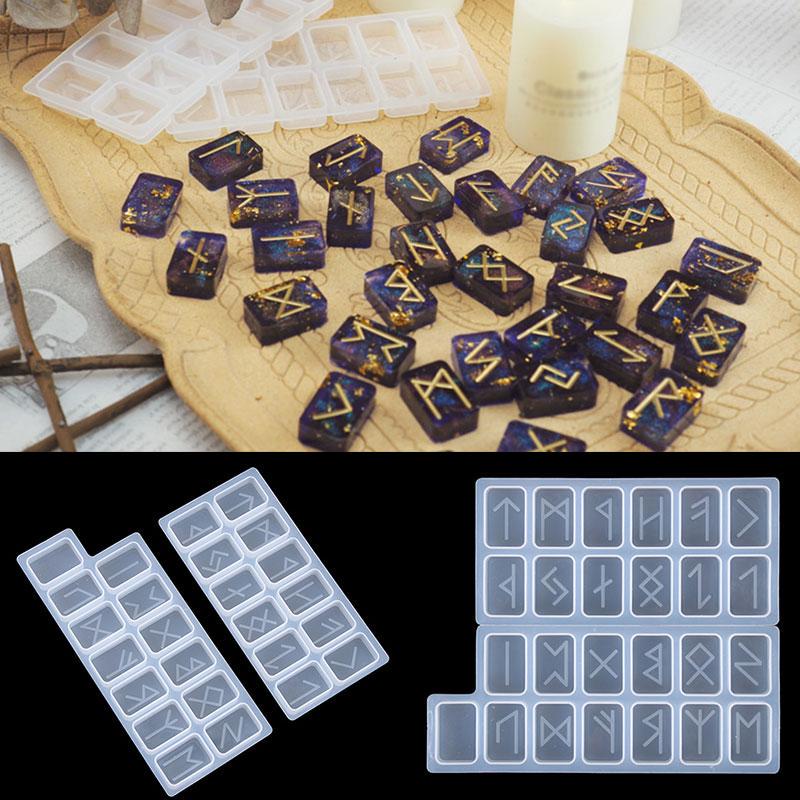 Keychain 6pcs TikooTik 6pcs Rune Divination Silicone Molds Dice Resin Molds Astrolabe Crystal Molds for Resin Divination Card Epoxy Casting Mould DIY Jewelry Pendant