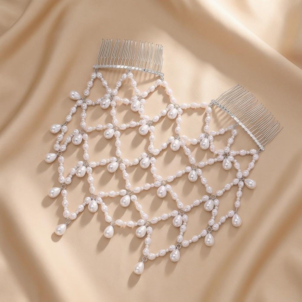Luxury Beaded Headpiece Boho Pearl Hair Chain Vintage Wedding Hair Comb  Bridal Wear