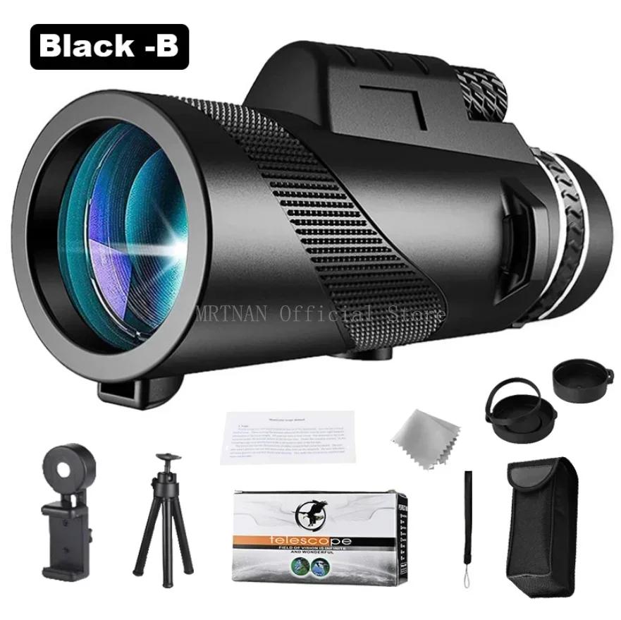 80x100 Telescope Long Range Bak4 Prism Monocular With Tripod Phone Clip Hunting Camping Bird Watching