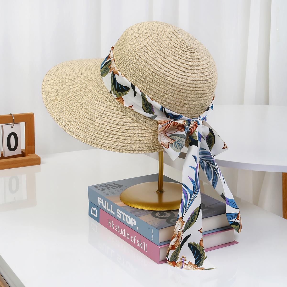 

Летняя женская шляпа из плетеной соломы с бантом, для улицы, солнцезащитная, дорожная, солнцезащитная, универсальная