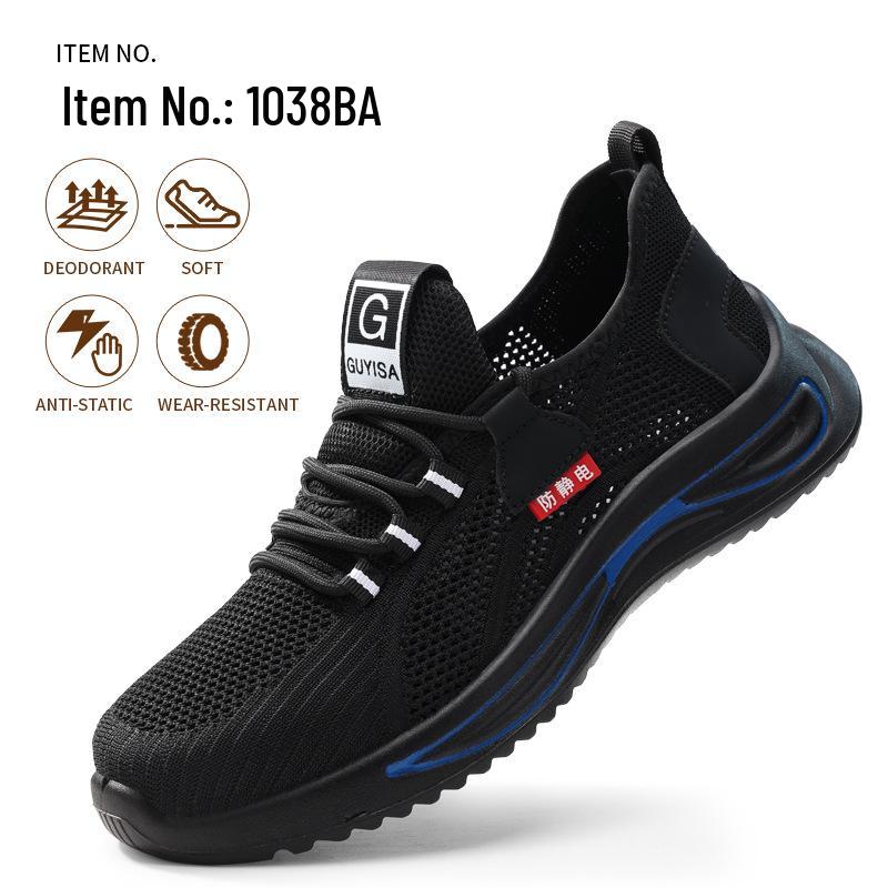 Waterproof Spring Safety Shoes: Comfortable Steel Toe, Anti-Static, Anti-Smash, Anti-Puncture, Slip-Resistant Cowhide Work Footwear.