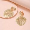Trendy Metal Leaf Dangle Earrings for Women Small Big Double Layer Hollow Out Leaves Drop Earrings Party Retro Bohemian Jewelry
