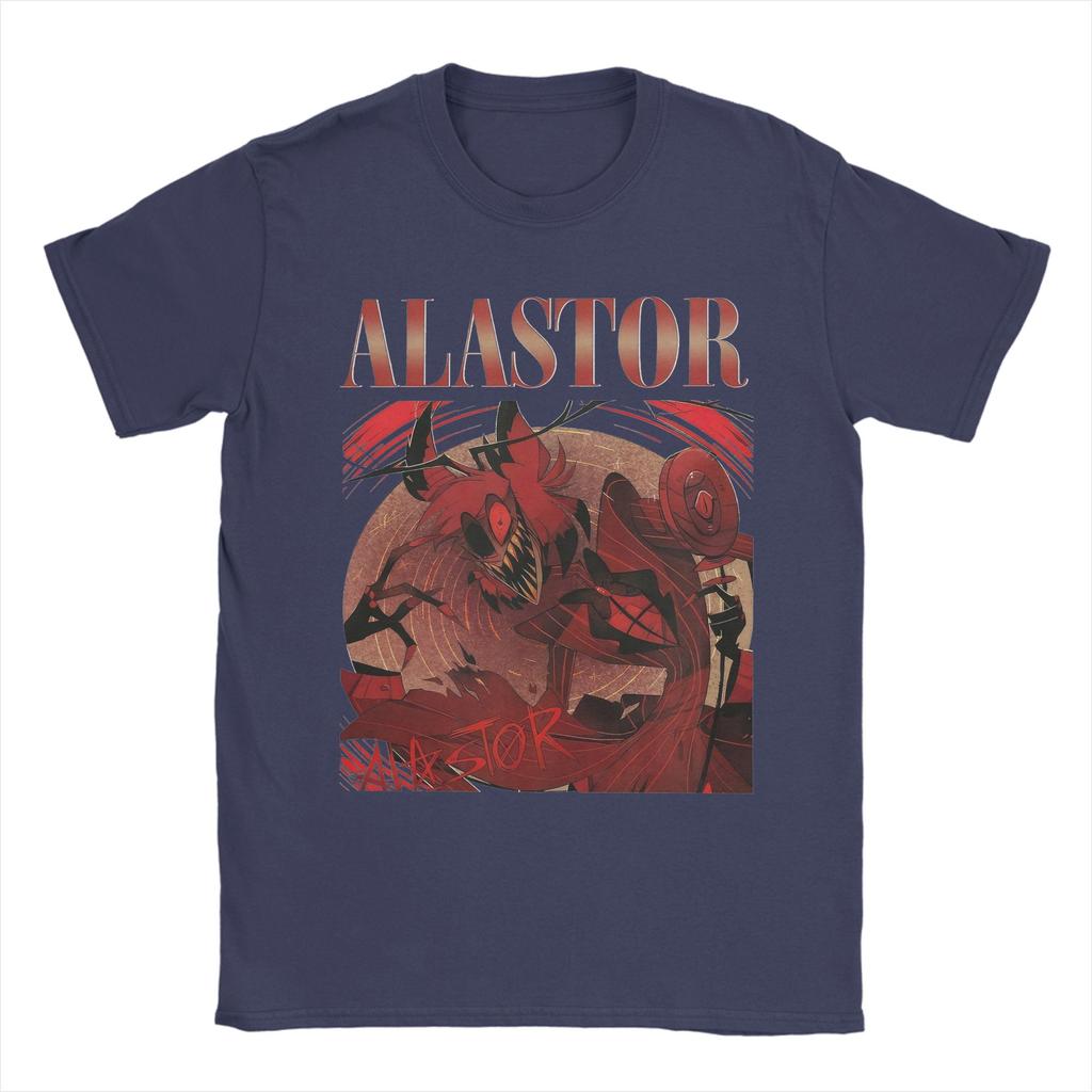 Novelty Alastor Hazbins Hotels Characters T-Shirts Men Crew Neck Cotton T Shirts Radio Demon Short Sleeve Tees Unique Clothes