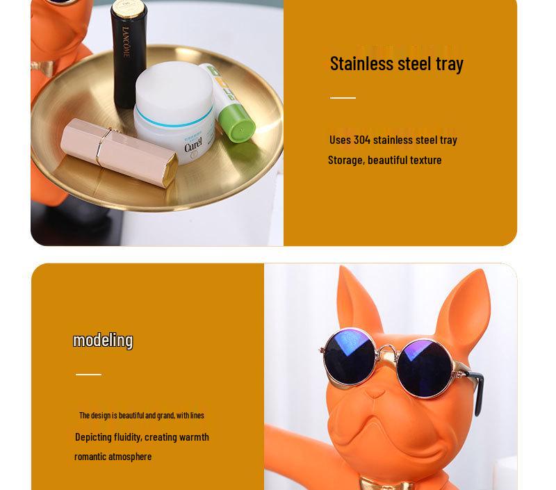 Französische Bulldogge Ornament Tablett - Heimdeko Schlüsselhalter