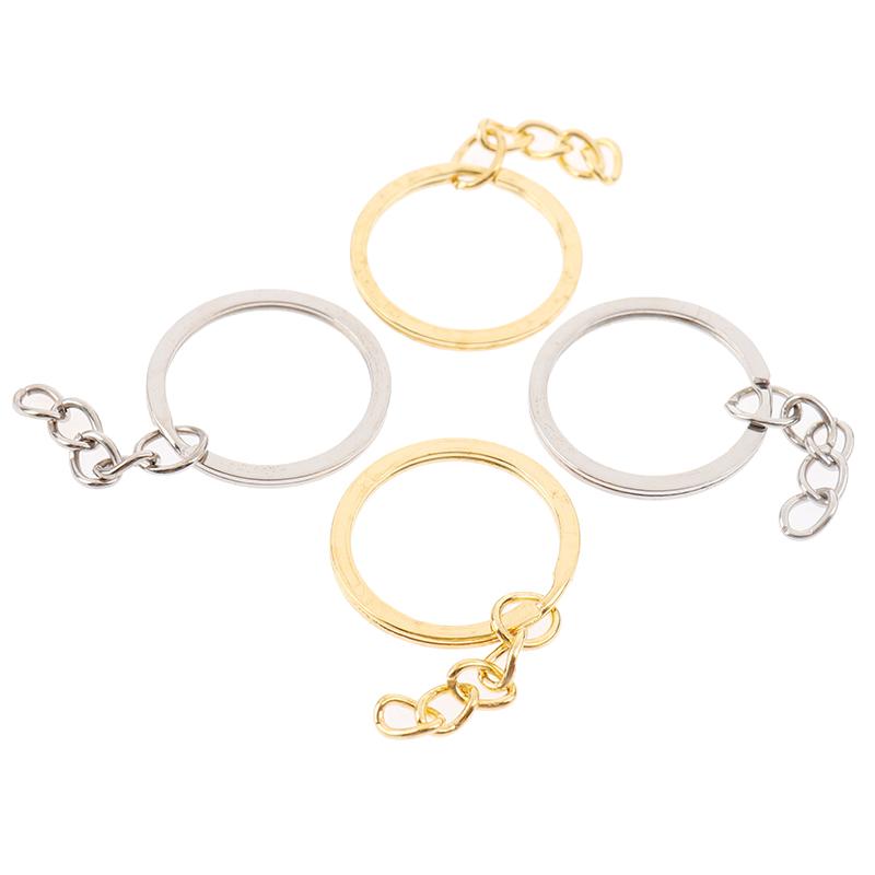 20 Pcs/Lot 28Mm Length Key Gold Silver Chains Key Ring Round Keychain