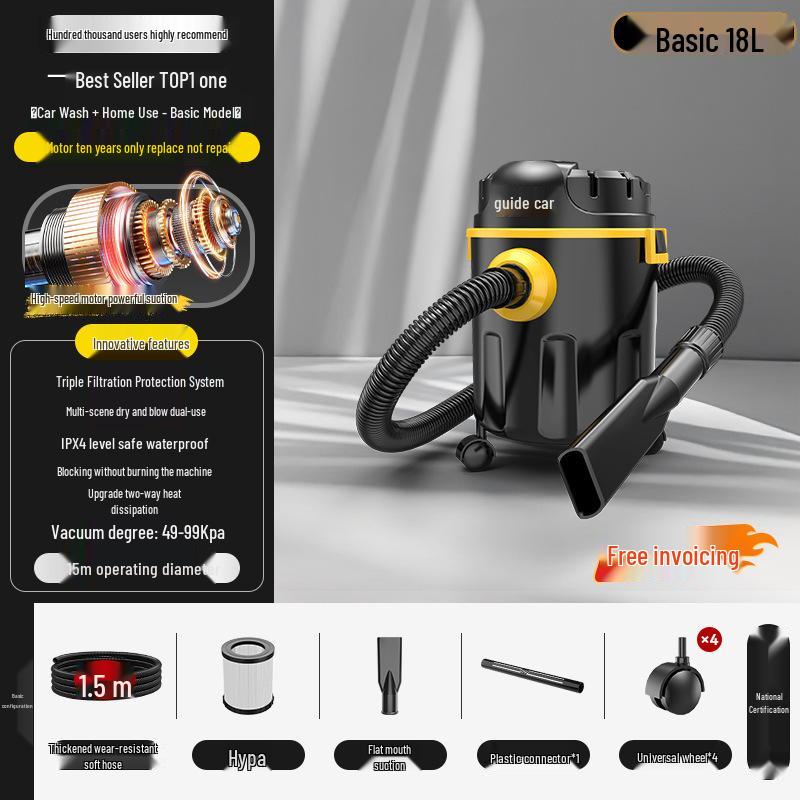 High-Power Industrial Vacuum Cleaner for Home, Car, Carpet, and Grout