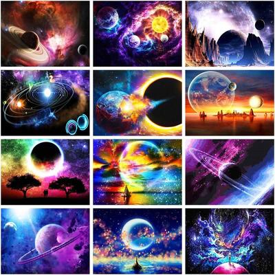 5d Diy Diamond Embroidery Cross Stitch Mosaic Planet Landscapes Full Round Diamond Painting Pictures On Wall