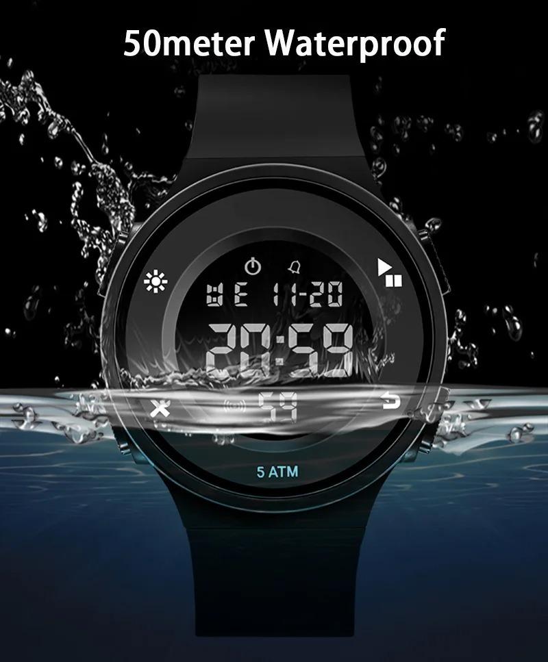 Men's Sport Watch Round Dial LED Digital Watches Luminous Waterproof Multifunction Clock Outdoor Military Wristwatch for men