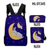Classic Novelty Funny animals 3D Print 3pcs/Set pupil School Bags Laptop Daypack Backpack Inclined shoulder bag Pencil Case