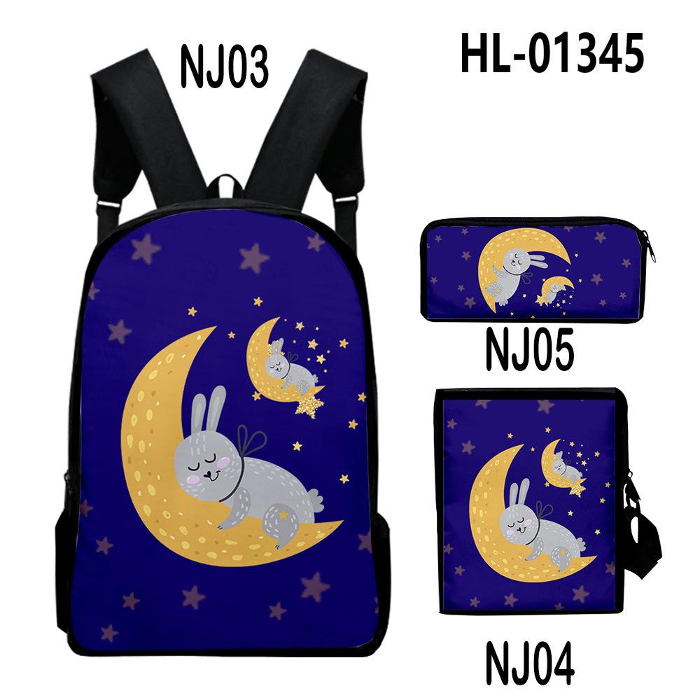 Classic Novelty Funny animals 3D Print 3pcs/Set pupil School Bags Laptop Daypack Backpack Inclined shoulder bag Pencil Case
