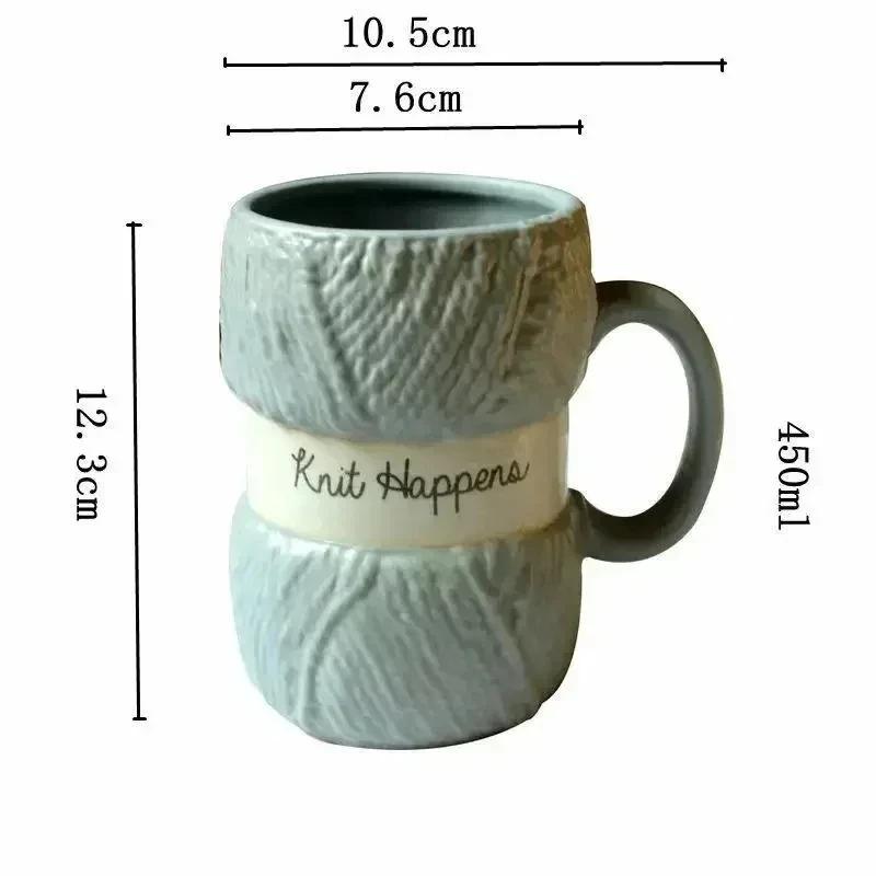 Multi Colored Ceramic Mugs Wool Knit Style Ceramic Coffee Mug Fun Milk Tea Cup with Handle Office Drinkware Cup Christmas Gifts