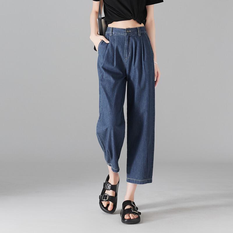 SOFSIL Summer 2026 High-Waisted Loose Straight-Leg Cropped Jeans 29/XL