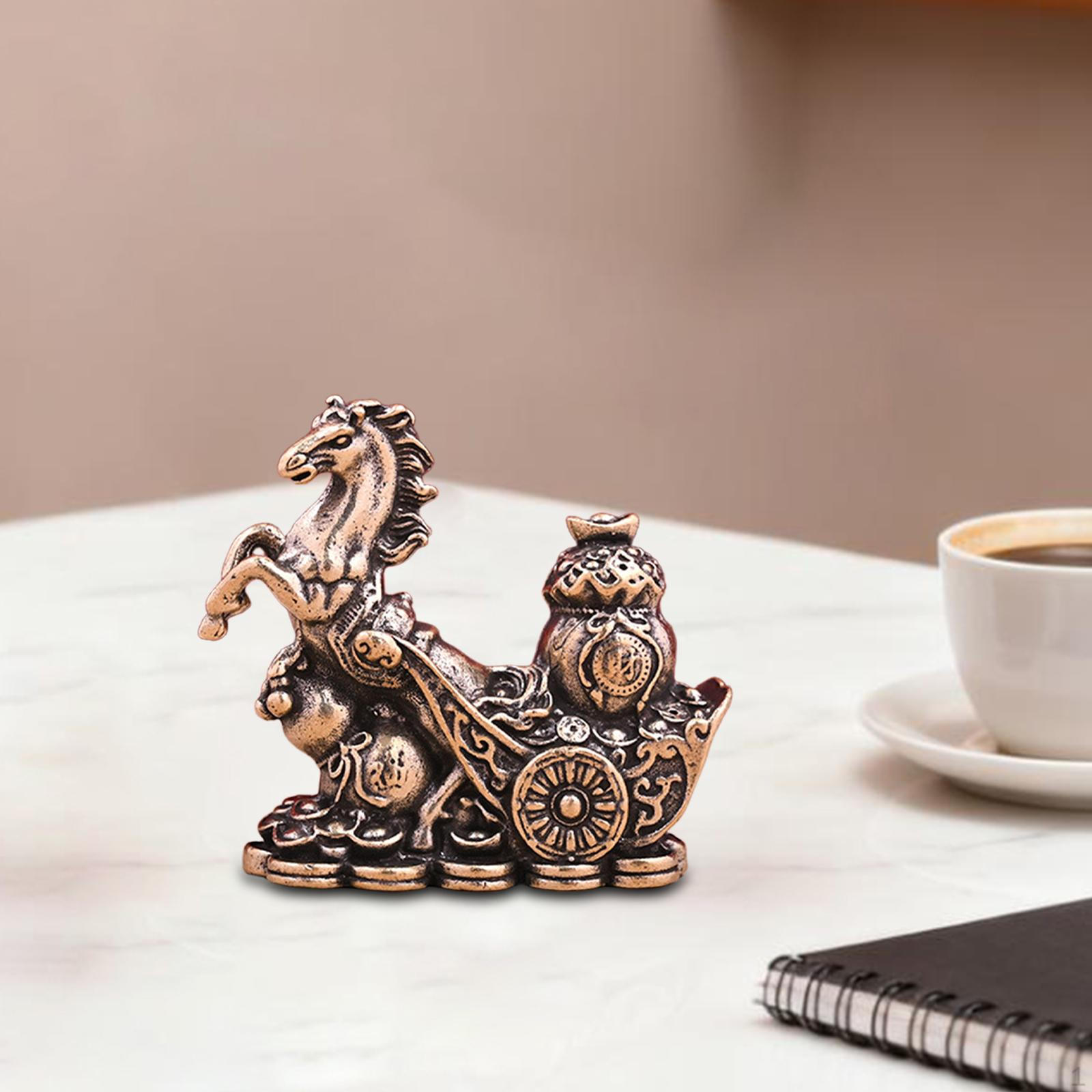 

Horse Miniature Figurine Animal Sculpture Mini Decorative Retro Feng Shui Decor Tabletop Ornament Style B