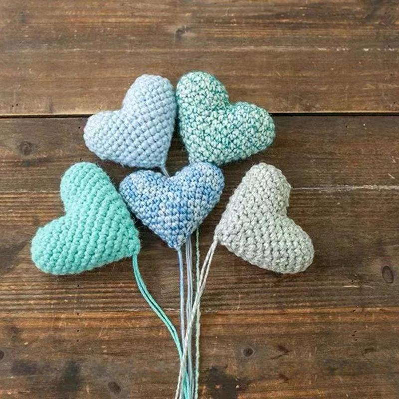 Love Filled Cotton Peach Heart Props - Handmade Crochet Yarn Accessories Practical for Studio & Baby Photography Auxiliary Use