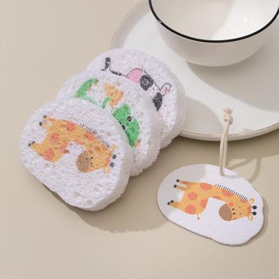 Compressed Wood Pulp Sponge Dish Washing Kitchen , Reusable Dish Washing Cleaning Sponges Double-Sided Multipurpose Non Stick Cellulose Dish Sponges